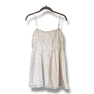 Free People‎ Cherry Print Mini Dress White Babydoll Cottagecore Coquette Boho M